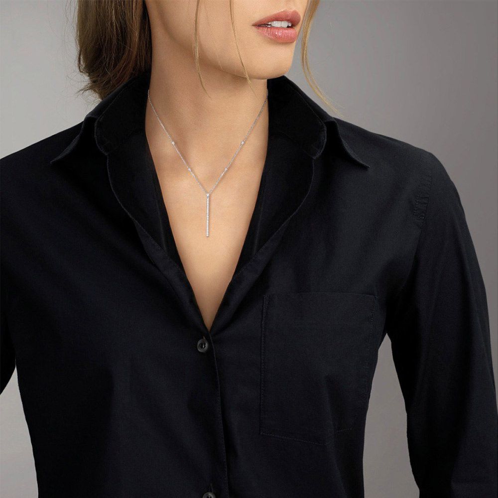 Collier Messika Gatsby Barrette verticale en or blanc et diamants
