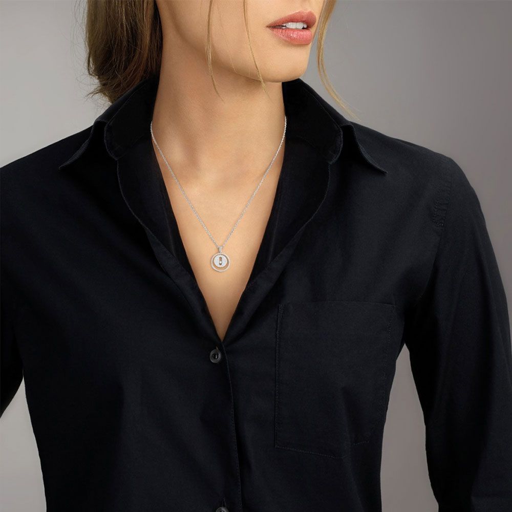 Collier Messika Lucky Move petit modèle pavé en or rose et diamants