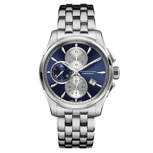 Montre Hamilton Jazzmaster chronographe cadran bleu bracelet acier 42 mm - SOLDAT PL