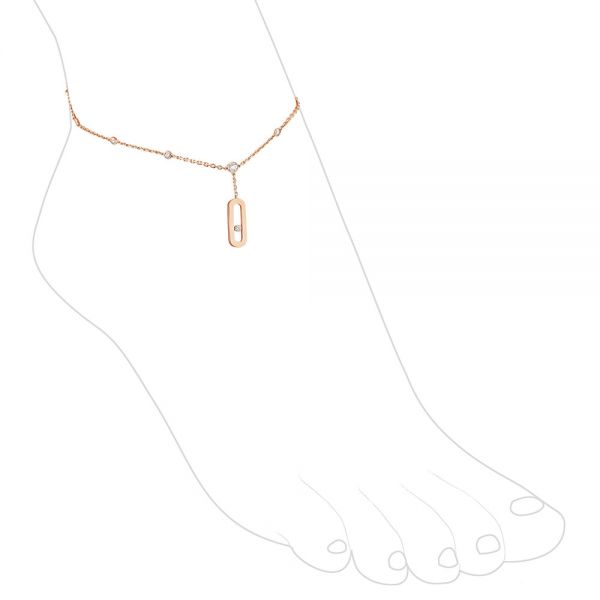 Bracelet de cheville Messika Move Uno en or rose et diamants