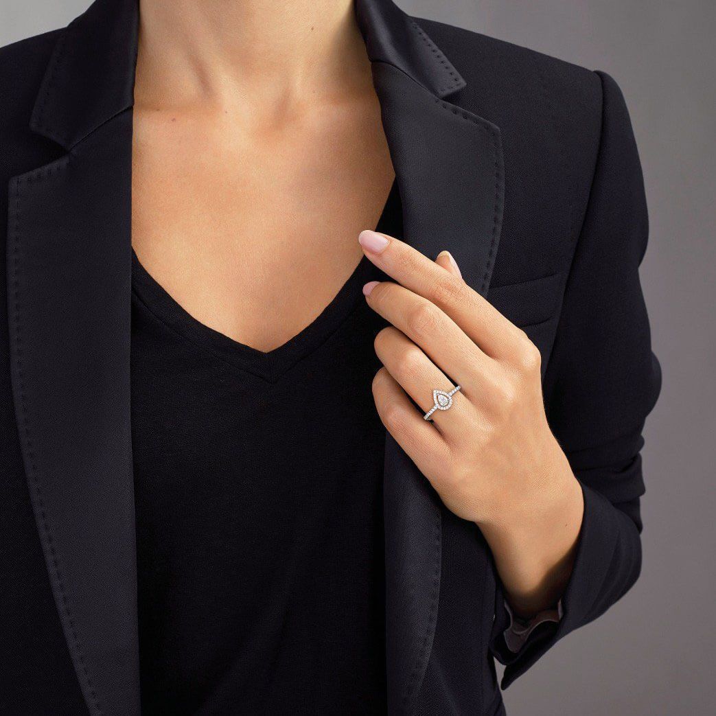 Bague Messika Joy en or blanc et diamant poire 0,25 carat