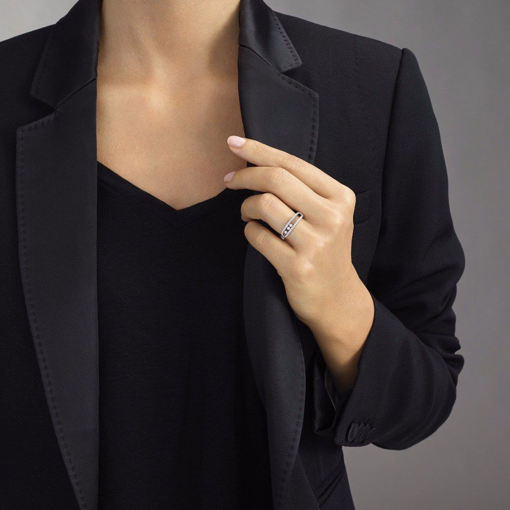 Bague Messika Baby Move Pavée en or jaune et diamants