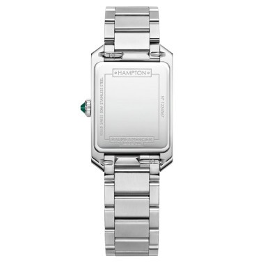 Watch Baume et Mercier Hampton quartz bezel set silver dial steel bracelet 35 x 22 mm 10631