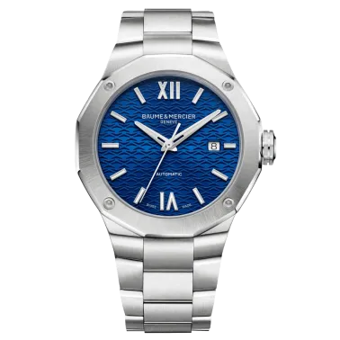 Montre Baume et Mercier Riviera automatique cadran bleu bracelet acier 42 mm 10620