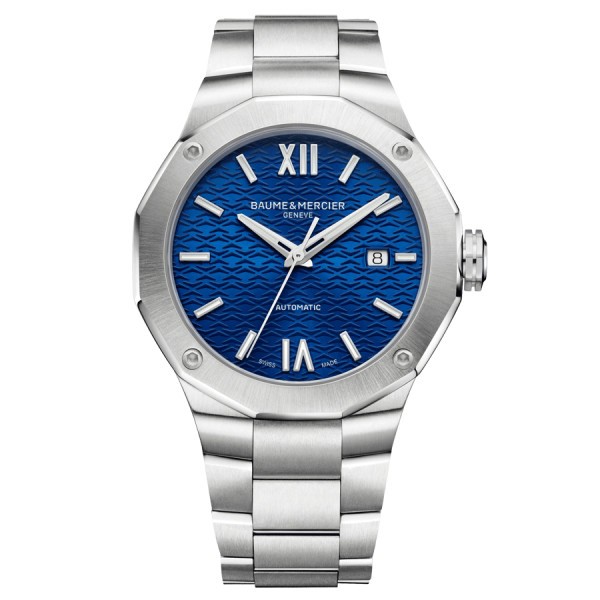 Montre Baume et Mercier Riviera automatique cadran bleu bracelet acier 42 mm 10620