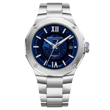 Montre Baume et Mercier Riviera automatique cadran bleu nuit bracelet acier 42 mm 10616