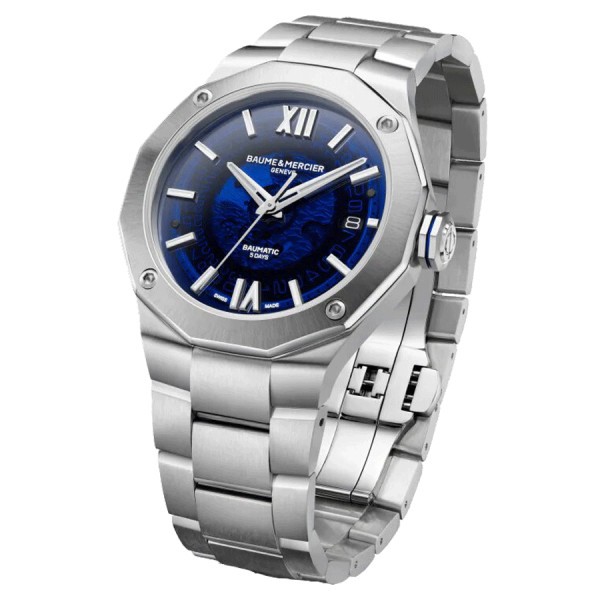 Watch Baume et Mercier Riviera automatic night blue dial steel bracelet 42 mm 10616