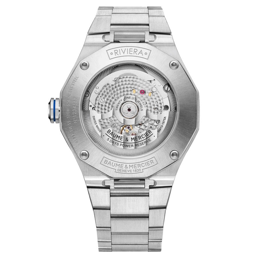 Watch Baume et Mercier Riviera automatic night blue dial steel bracelet 42 mm 10616