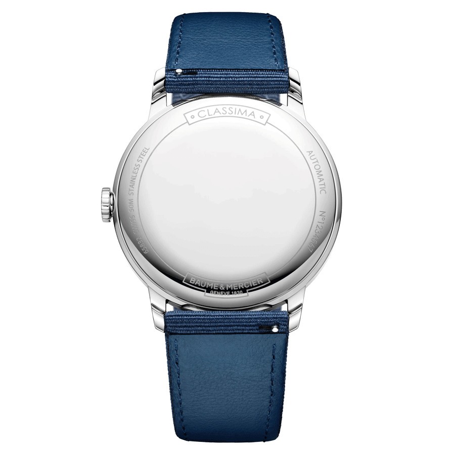 Watch Baume et Mercier Classima automatic grey dial blue fabric strap 42 mm 10608