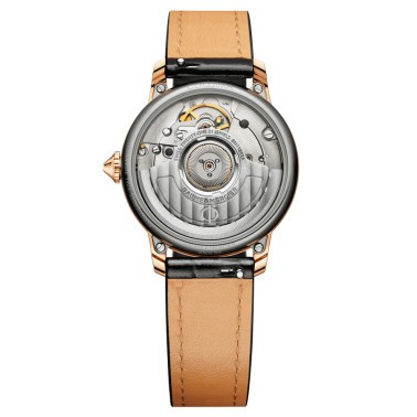 Montre Baume et Mercier Classima Or rose automatique cadran nacre blanche bracelet cuir noir 31 mm 10598