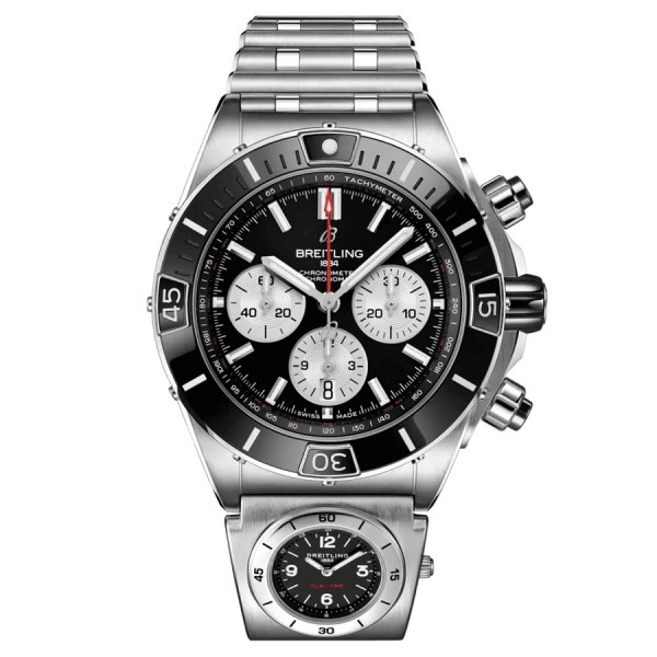 Breitling Super Chronomat B01 UTC automatic watch black dial steel bracelet 44 mm AB0136251B1A2