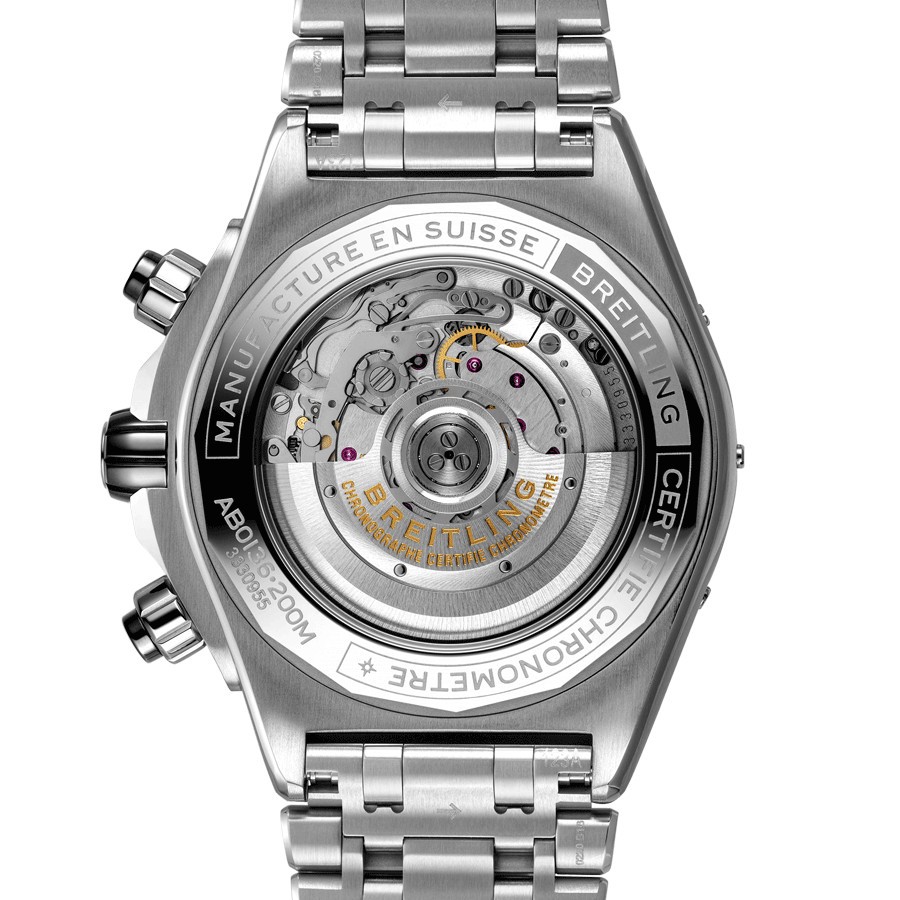 Breitling Super Chronomat B01 automatic watch black dial steel bracelet 44 mm AB0136251B1A1