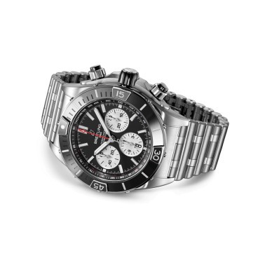 Breitling Super Chronomat B01 automatic watch black dial steel bracelet 44 mm AB0136251B1A1