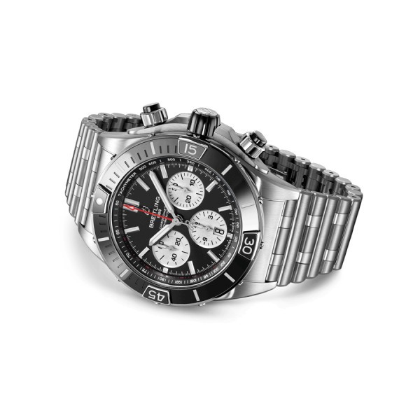 Breitling Super Chronomat B01 automatic watch black dial steel bracelet 44 mm AB0136251B1A1