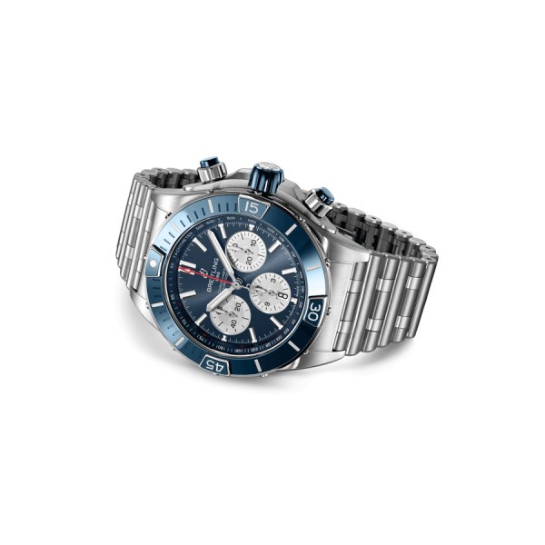 Breitling Super Chronomat B01 automatic watch blue dial steel bracelet 44 mm AB0136161C1A1