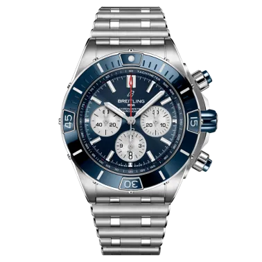 Breitling Super Chronomat B01 automatic watch blue dial steel bracelet 44 mm AB0136161C1A1