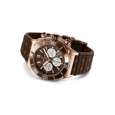Breitling Super Chronomat B01 pink gold automatic watch brown dial brown rubber strap 44 mm RB0136E31Q1S1