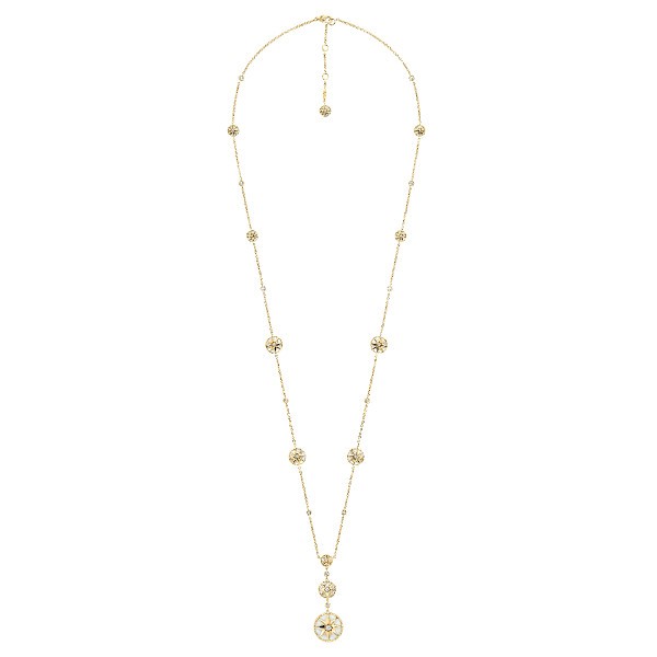 Long necklace Dior Rose Des Vents in yellow gold diamonds and mother of pearls