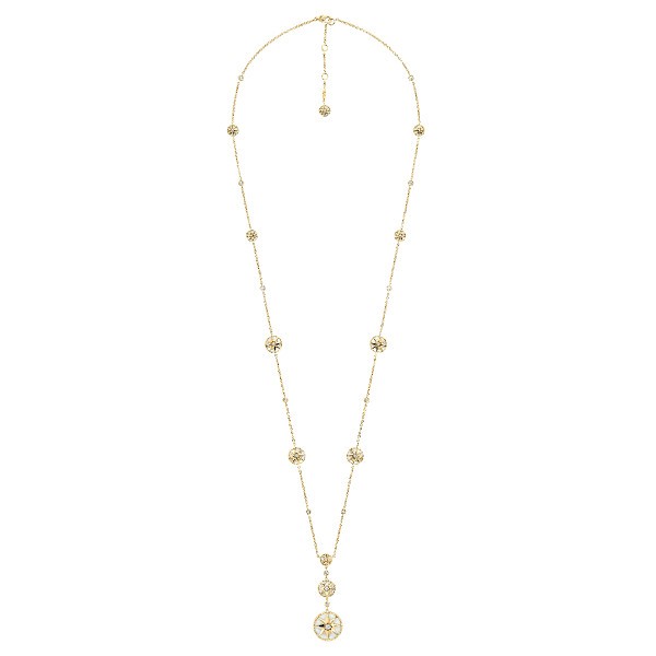 Long necklace Dior Rose Des Vents in yellow gold diamonds and mother of pearls