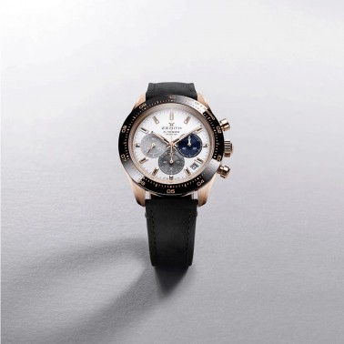 Montre Zenith Chronomaster Sport automatique Or Rose cadran argenté bracelet cuir brun 41 mm 18.3100.3600/69.C920