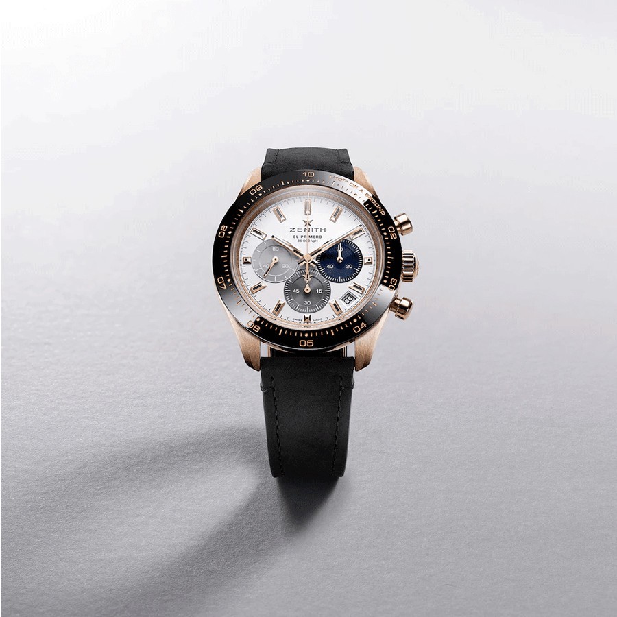 Montre Zenith Chronomaster Sport automatique Or Rose cadran argenté bracelet cuir brun 41 mm 18.3100.3600/69.C920