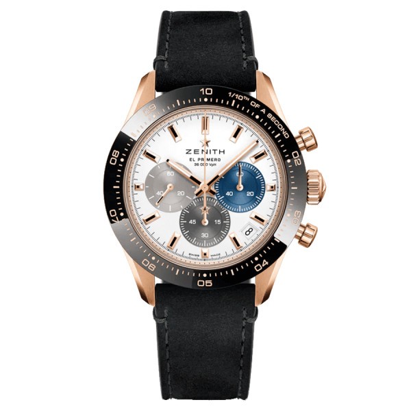 Montre Zenith Chronomaster Sport automatique Or Rose cadran argenté bracelet cuir brun 41 mm 18.3100.3600/69.C920