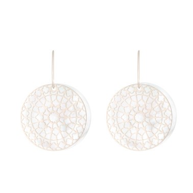 Jetons Lepage Colette Notre Dame pour boucles d'oreilles en nacre blanche - LEO11NB