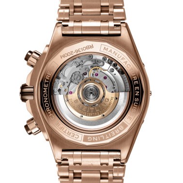 Montre Breitling Super Chronomat B01 Or rose automatique cadran marron bracelet or rose 44 mm RB0136E31Q1R1