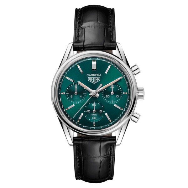 TAG Heuer Carrera Green Limited Special Edition 500 pieces automatic green dial black croco leather strap 39 mm