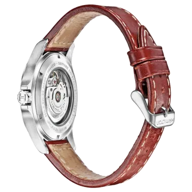 Montre Hamilton Khaki Field automatique cadran noir bracelet cuir brun 40 mm H64455533