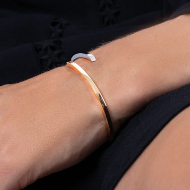 Jonc Les Poinçonneurs Evora en or jaune et or blanc 317.31G