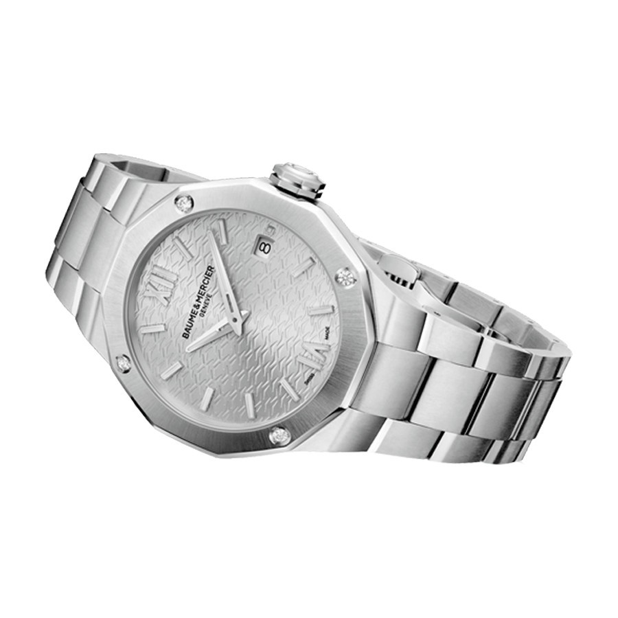 Watch Baume et Mercier Riviera quartz white dial steel bracelet 36 mm 10614