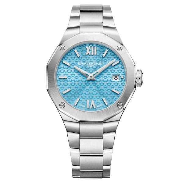 Watch Baume et Mercier Riviera quartz blue dial steel bracelet 36 mm 10612