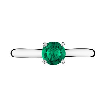Solitaire Lepage Foudre en or blanc et émeraude - LES12EG