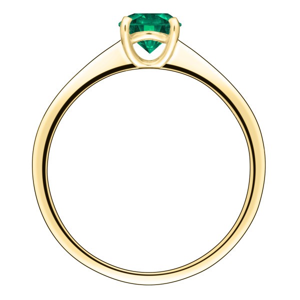 Solitaire Lepage Foudre en or jaune et émeraude