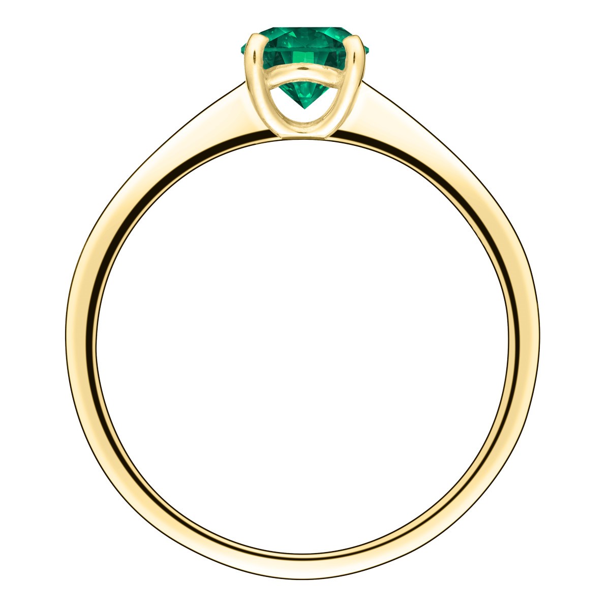 Solitaire Lepage Foudre en or jaune et émeraude