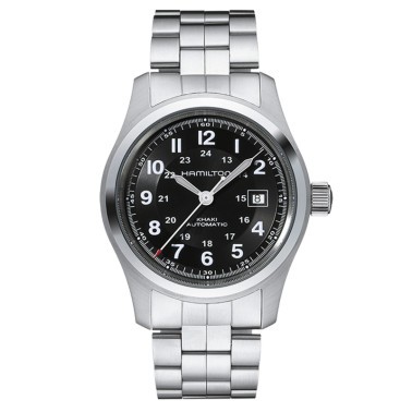 Montre Hamilton Khaki Field cadran noir bracelet acier 42 mm - SOLDAT PL