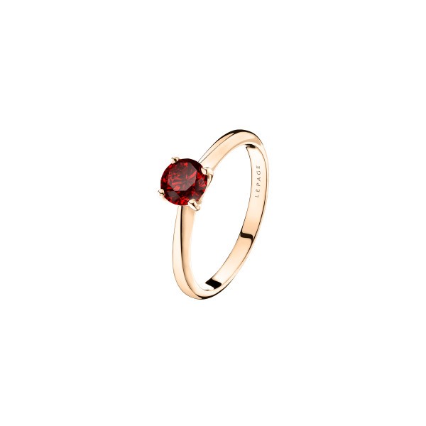 Solitaire Lepage Foudre en or rose et rubis