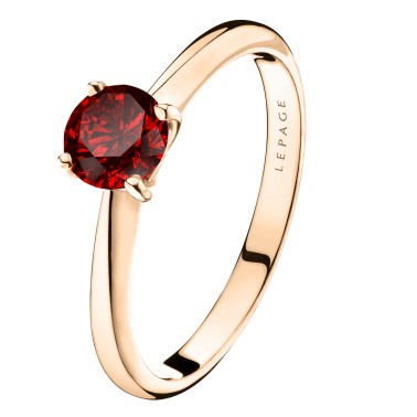 Solitaire Lepage Foudre en or rose et rubis
