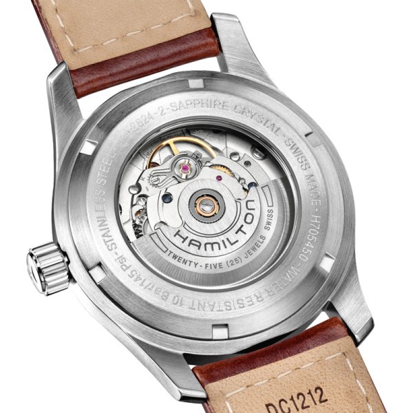 Hamilton Khaki Field automatic watch black dial brown leather strap 42 mm H70555533