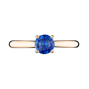 Solitaire Lepage Foudre en or rose et saphir
