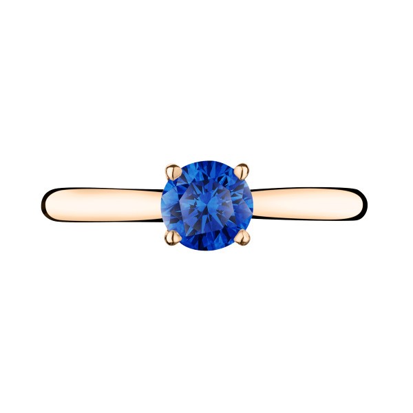 Solitaire Lepage Foudre en or rose et saphir
