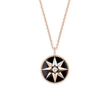 Collier Médaillon Dior Rose des Vents or rose diamant et onyx