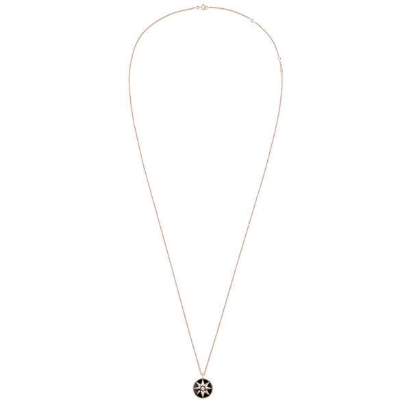 Collier Médaillon Dior Rose des Vents or rose diamant et onyx
