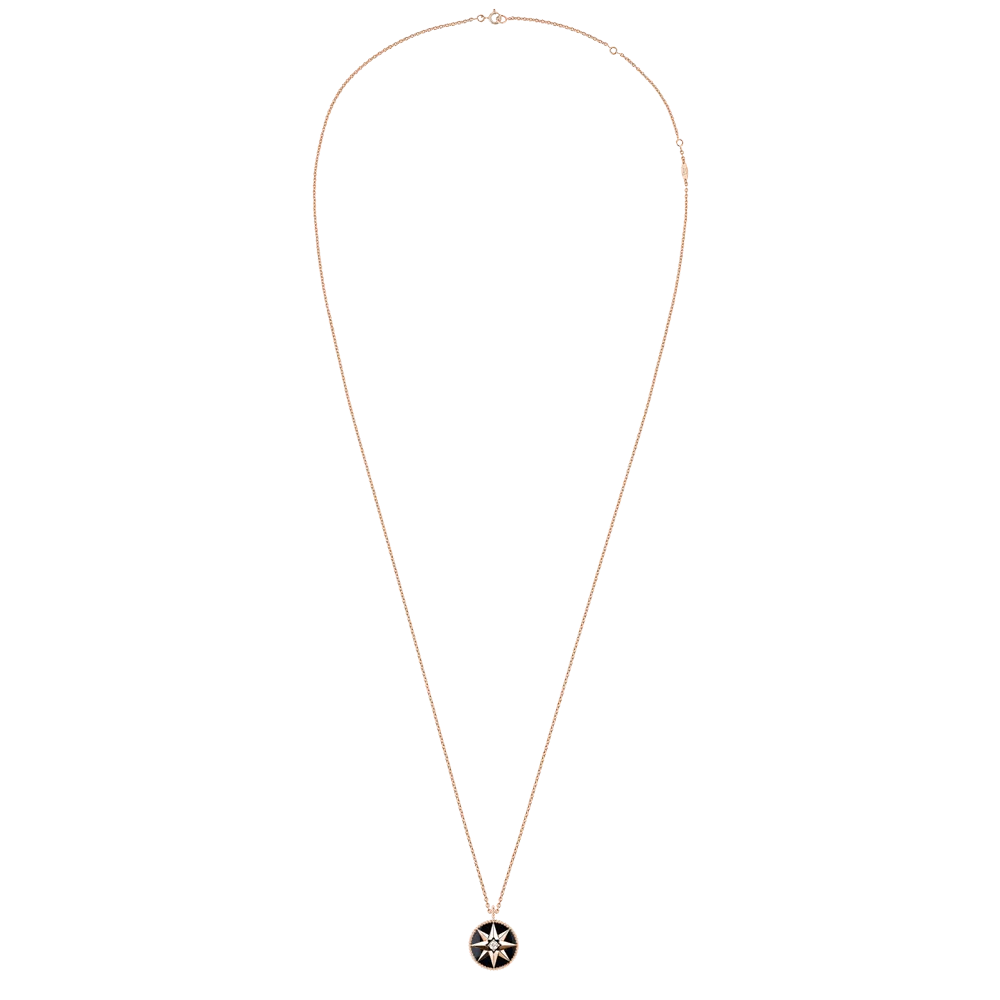 Collier Médaillon Dior Rose des Vents or rose diamant et onyx