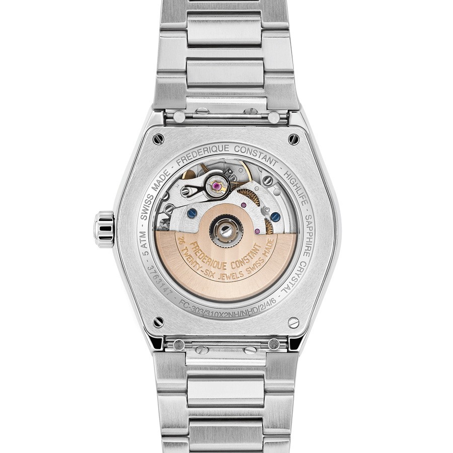 Frédérique Constant Highlife Ladies automatic watch grey dial steel bracelet 34 mm FC-303LG2NH6B