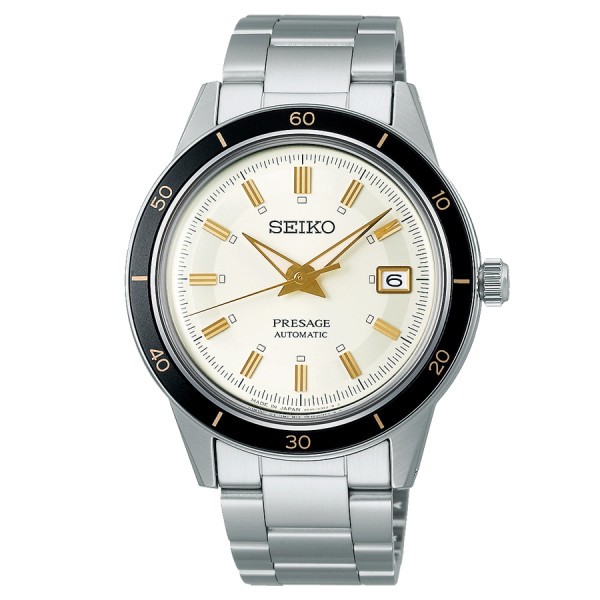 Montre Seiko Presage Style 60s automatique cadran blanc bracelet acier 40,8 mm SRPG03J1