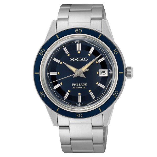 Seiko Presage Style 60s automatic watch blue dial steel bracelet 40,8 mm SRPG05J1
