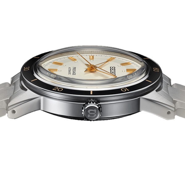 Montre Seiko Presage Style 60s automatique cadran blanc bracelet acier 40,8 mm SRPG03J1