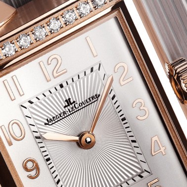 Jaeger-LeCoultre Reverso Classic Duetto watch Automatic pink gold bezel set with silver dial Brown leather strap 40 x 24.4 mm Q2